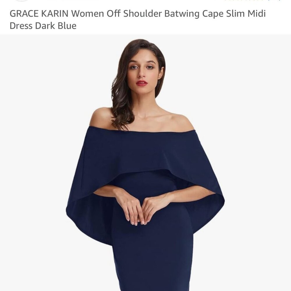 Grace Karin Navy Batwing Off Shoulder Dress Sz Medium - Never worn w/tags